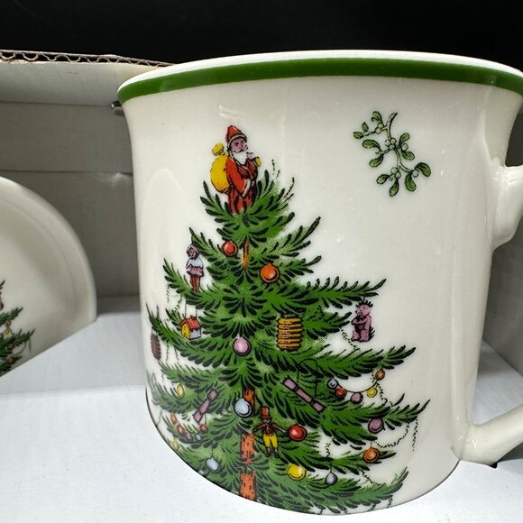 Spode Christmas Tree Mug Coaster Lid Set 12oz Ceramic Holiday Gift Ceramic - Picture 5 of 10